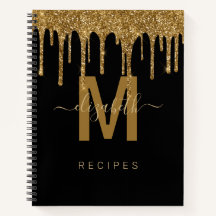 Chique Gold Dripping Glitter Monogram Recept