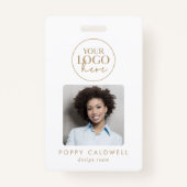 Chique Gold Logo Foto QR Code Business ID Badge (Voorkant)