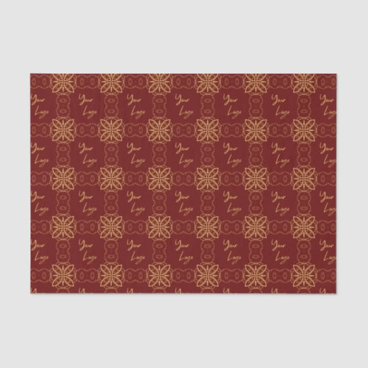 Chique Gold Red Pattern Custom Business Logo Tissuepapier (Voorkant)