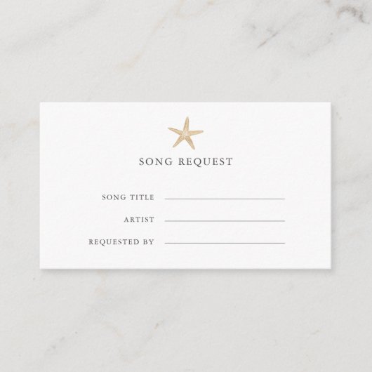 Chique Gold Zeester kust bruiloft liedje aanvraag Informatiekaartje (Voorkant)