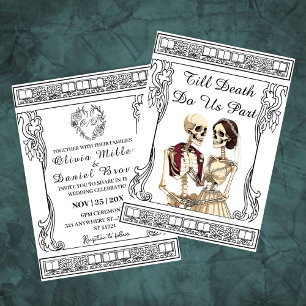 Chique Gothic Till Death Do Us Part Wedding Kaart