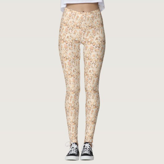 Chique goud blush roze luipaard print leggings (Voorkant)