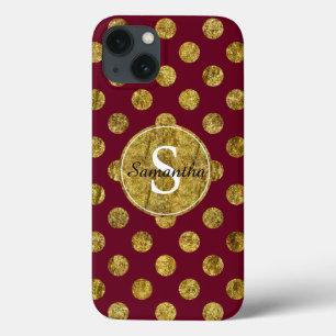 Chique Goud en Roze Glam Stippen Monogram iPhone 13 Hoesje