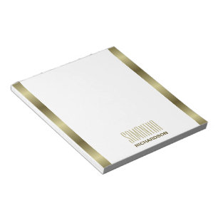 Chique goud en wit modern geometrisch Notitieblok