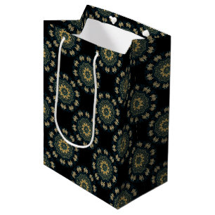 Chique Goud & Groen Aziatisch Stijl Patroon Medium Cadeauzakje