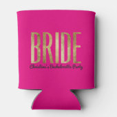 Chique Goud Heet Roze Bruid Bachelorette Party Blikjeskoeler (Achterkant)