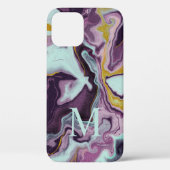 Chique Goud Paarse Marmeren Monogram Case-Mate iPhone Case (Achterkant)