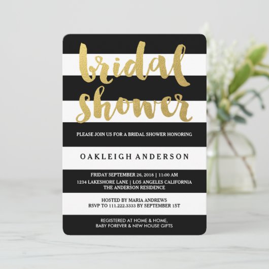 Chique goud | Vet Zwart Streep Vrijgezellenfeest U Kaart (Staand voorkant)