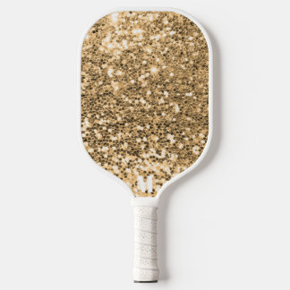 Chique Goud Wit Glitterij Sparkles Modern Monogram Pickleball Paddle