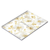 Chique Goud Witte Bloem Notitieboek (Linkerzijde)