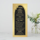 Chique goud zwart deco stijl bruiloft menu (Staand voorkant)