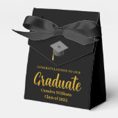 Chique goud zwart gepersonaliseerd afstudeerfeest bedankdoosjes (Voorkant Zijde)