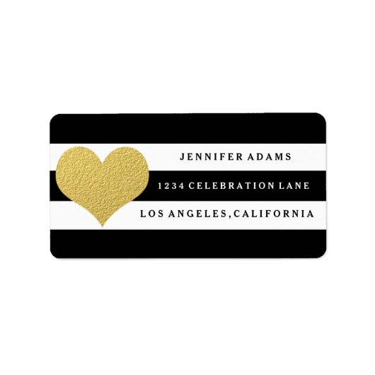 Chique goud | Zwarte streep Adresetiketten Etiket (Voorkant)