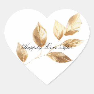 Chique gouden bladeren bruiloft hart sticker