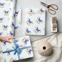 Chique Gouden Bloemen & blauwe vlinders monogram