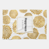 Chique gouden bloemen geluk theedoek (Horizontaal)