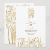 Chique gouden bloemig Vrijgezellenfeest Kaart (Voorkant / Achterkant)