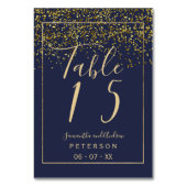 Chique gouden confetti navy blauw script bruiloft kaart