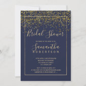 Chique gouden confetti navy blauw script vrijgezel kaart (Voorkant)