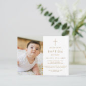 Chique gouden doop foto briefkaart (Staand voorkant)