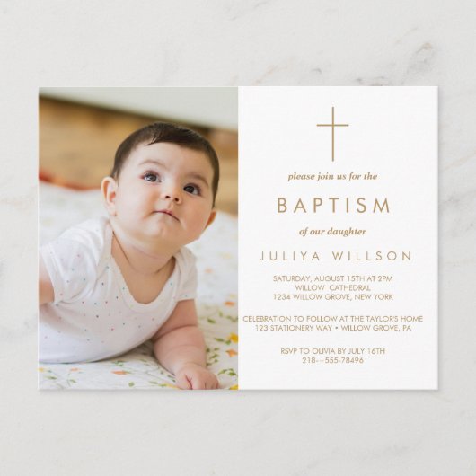 Chique gouden doop foto briefkaart (Voorkant)