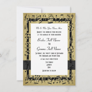 Chique gouden elegante muziekblad formele bruiloft kaart