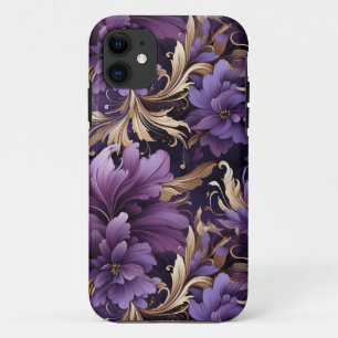 Chique gouden en Paarse bloemige botanische iPhone 11 Hoesje