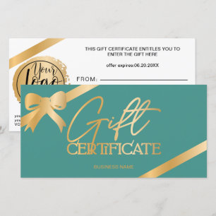 Chique gouden folie lint groene logo cadeaubon