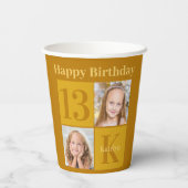 Chique gouden foto aangepaste verjaardagsfeest papieren bekers (Achterkant)