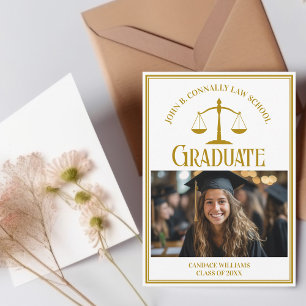 Chique gouden foto van afstuderen aan de rechtenfa aankondiging
