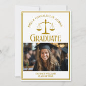 Chique gouden foto van afstuderen aan de rechtenfa aankondiging (Voorkant)