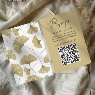 Chique Gouden Ginkgo Blad Bruiloft RSVP Kaart