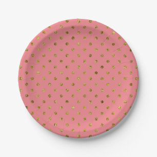 Chique Gouden Glam en Roze Polka Dots Papieren Bordje