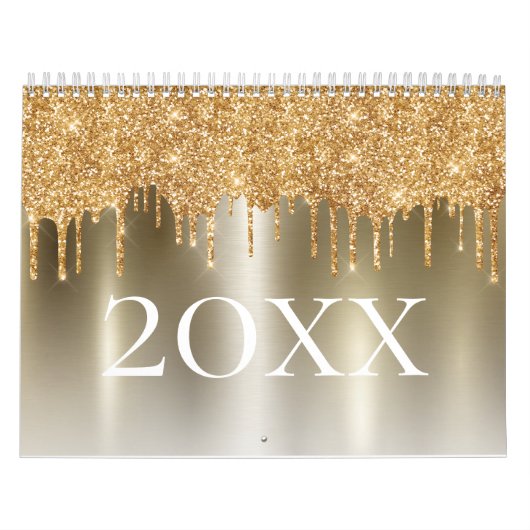 Chique gouden glitter ombre blush roze monogram kalender (Hoes)