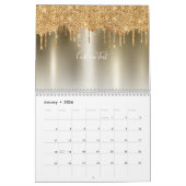 Chique gouden glitter ombre blush roze monogram kalender (Jan 2026)