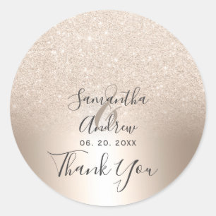 Chique gouden glitter ombre metallic folie dank u ronde sticker