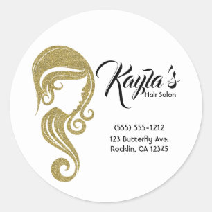 Chique Gouden Glitter Schoonheid Meisje Haar- en M Ronde Sticker