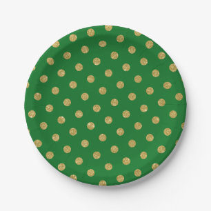 Chique Gouden Glitter Stippen Groen Papieren Bordje