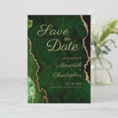 Chique Gouden Groene Agaat Bruiloft Save the Date (Staand voorkant)