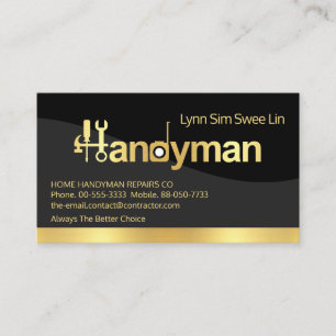 Chique gouden handyman signage golf visitekaartje