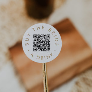 Chique Gouden Koop de Bruid een Drink QR Code Rond Ronde Sticker