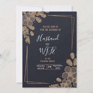 Chique Gouden Lijn Kunst Bloemen Kaart