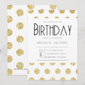 Chique gouden polka dot verjaardagsfeestje kaart (Voorkant / Achterkant)