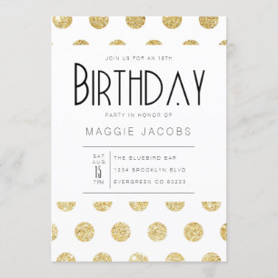 Chique gouden polka dot verjaardagsfeestje kaart