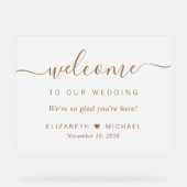 Chique gouden script bruiloft welkom Frosted Acryl Bord (Voorkant)
