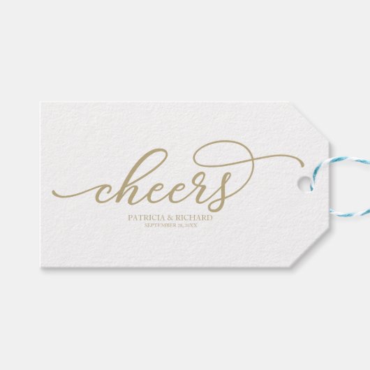 Chique gouden script Cheers wijnfleslabels Cadeaulabel (Voorkant (Horizontaal))