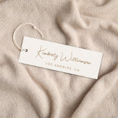 Chique gouden script QR-code crème kleding hangtag Mini Visitekaartje