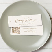 Chique gouden script QR-code crème kleding hangtag Mini Visitekaartje