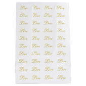Chique Gouden Script Witte Liefde Calligrafie Brui Medium Cadeauzakje (Achterkant)