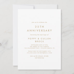 Chique Gouden Typografie 25ste Huwelijksverjaardag Kaart